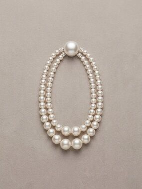 Vintage Japan Graduated Double- Strand Pearl Bracelet